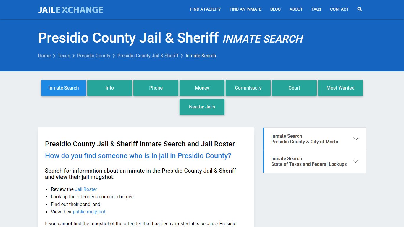 Presidio County Jail & Sheriff Inmate Search - Jail Exchange